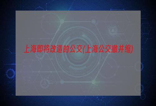 上海即将改造的公交(上海公交撤并缩)