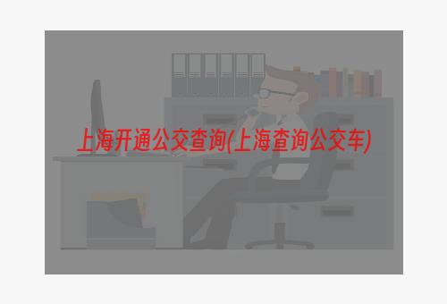 上海开通公交查询(上海查询公交车)