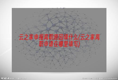 云之家申报离职原因填什么(云之家离职申请在哪里填写)