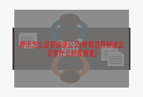 呼市怎么没有快速公交(呼和浩特快速公交车什么时候恢复)