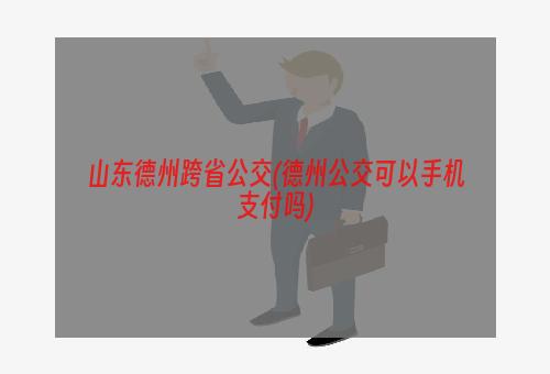 山东德州跨省公交(德州公交可以手机支付吗)