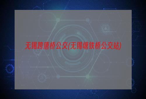 无锡跨唐桥公交(无锡塘铁桥公交站)