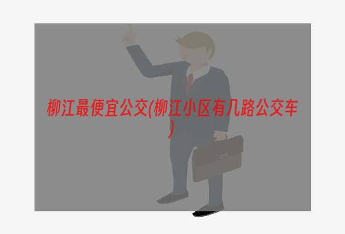 柳江最便宜公交(柳江小区有几路公交车)