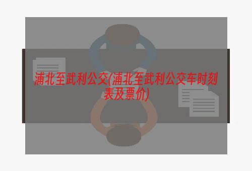 浦北至武利公交(浦北至武利公交车时刻表及票价)