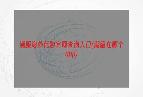 潮服海外代购官网查询入口(潮服在哪个app)