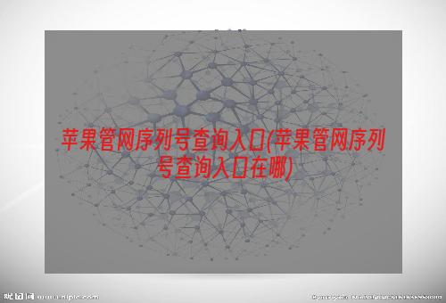 苹果管网序列号查询入口(苹果管网序列号查询入口在哪)