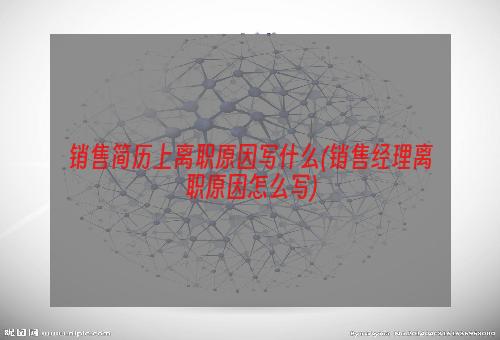 销售简历上离职原因写什么(销售经理离职原因怎么写)