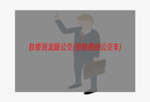 鼓楼到龙顺公交(到鼓楼的公交车)