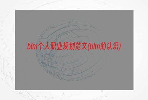 bim个人职业规划范文(bim的认识)