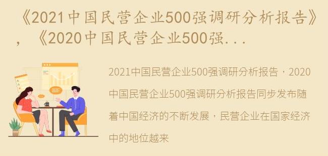 《2020中国民营企业500强调研分析报告》同步发布