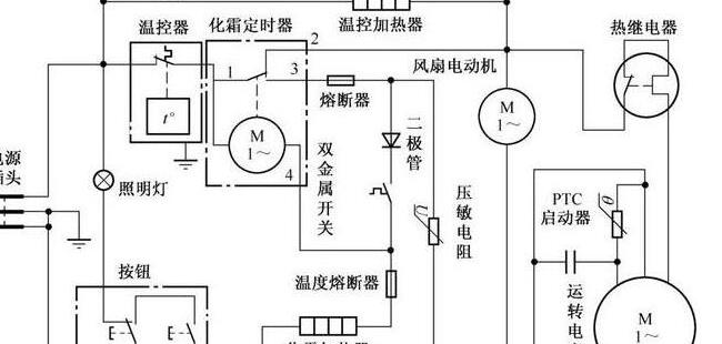 间冷式电冰箱电路图(双门电冰箱间冷式电路图)