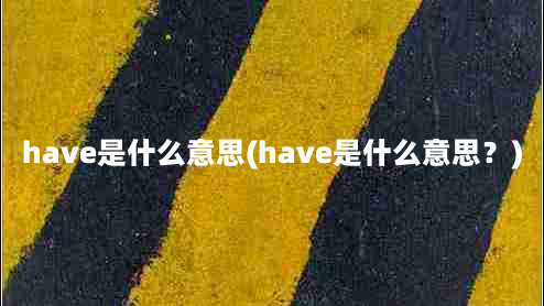 have是什么意思(have是什么意思？)