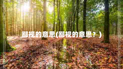 鄙视的意思(鄙视的意思？)