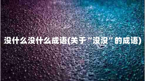 没什么没什么成语(关于“没（）没（）”的成语)