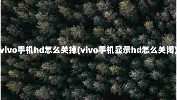 vivo手机hd怎么关掉(vivo手机显示hd怎么关闭)