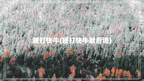 鞭打快牛(鞭打快牛歇后语)