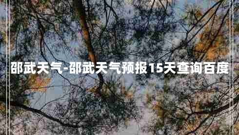 邵武天气-邵武天气预报15天查询百度