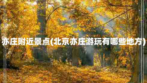 亦庄附近景点(北京亦庄游玩有哪些地方)