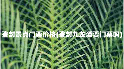 登封景点门票价格(登封九龙潭要门票吗)