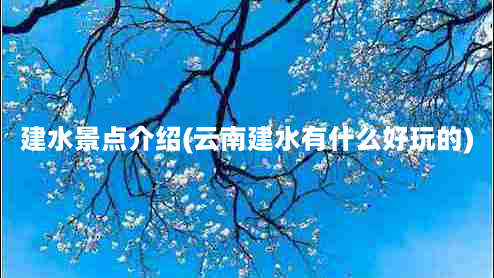 建水景点介绍(云南建水有什么好玩的)