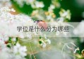 学位是什么分为哪些(学位是怎样划分的)