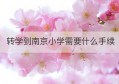 转学到南京小学需要什么手续(异地转学需要什么手续)