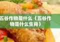 五谷作物是什么（五谷作物是什么生肖）