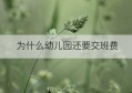 为什么幼儿园还要交班费(幼儿园为什么收这些学费)